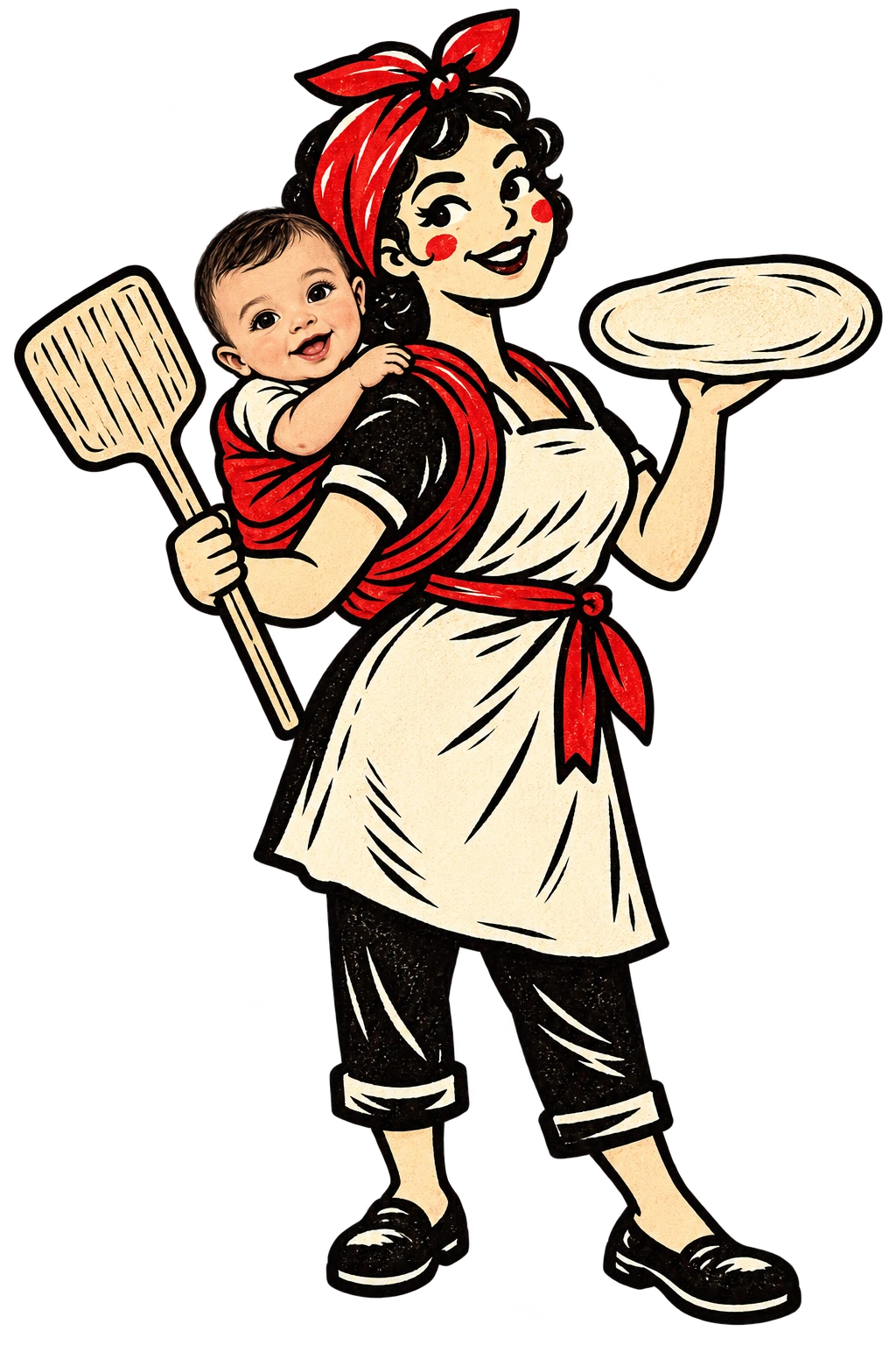 La mascotte de Cucina Mamma et son bébé