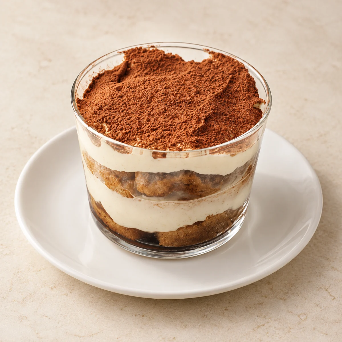 Tiramisu classique — visuel de présentation d’après photo du restaurant